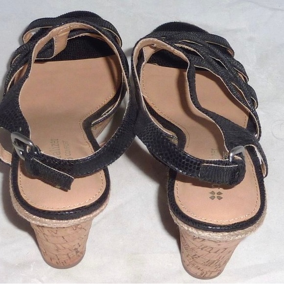 Naturalizer Women's Cork Wedge Black Snakeskin Print Strappy Sandals Size 6W - Picture 5 of 6